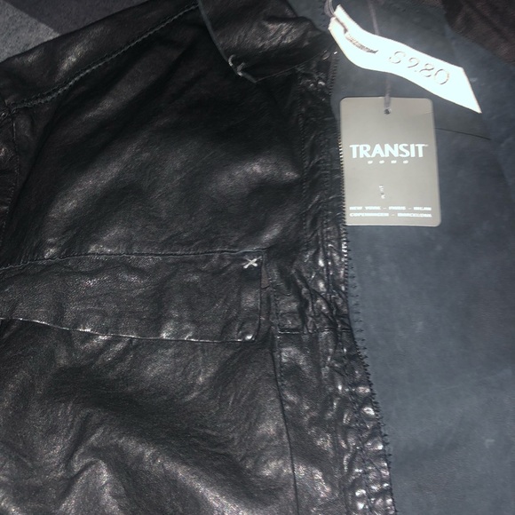 Transit Uomo Giubbino Black Leather Shirt Jacket - Picture 5 of 8